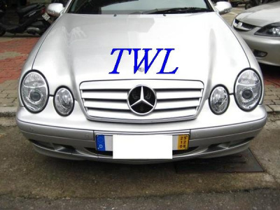Mercedes CLK W208 (98-02) фары передние линзовые хромированные под корректор дизайн AMG, комплект 2 шт